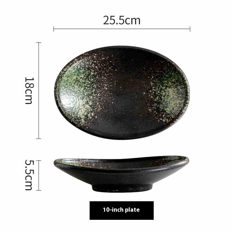 Aomizu 10-Inch Porcelain Oval Plate | Colored Glaze Finish