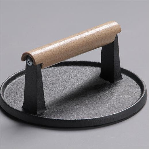 Haiku Cast Iron Meat Press – Ribbed Round BBQ Tool