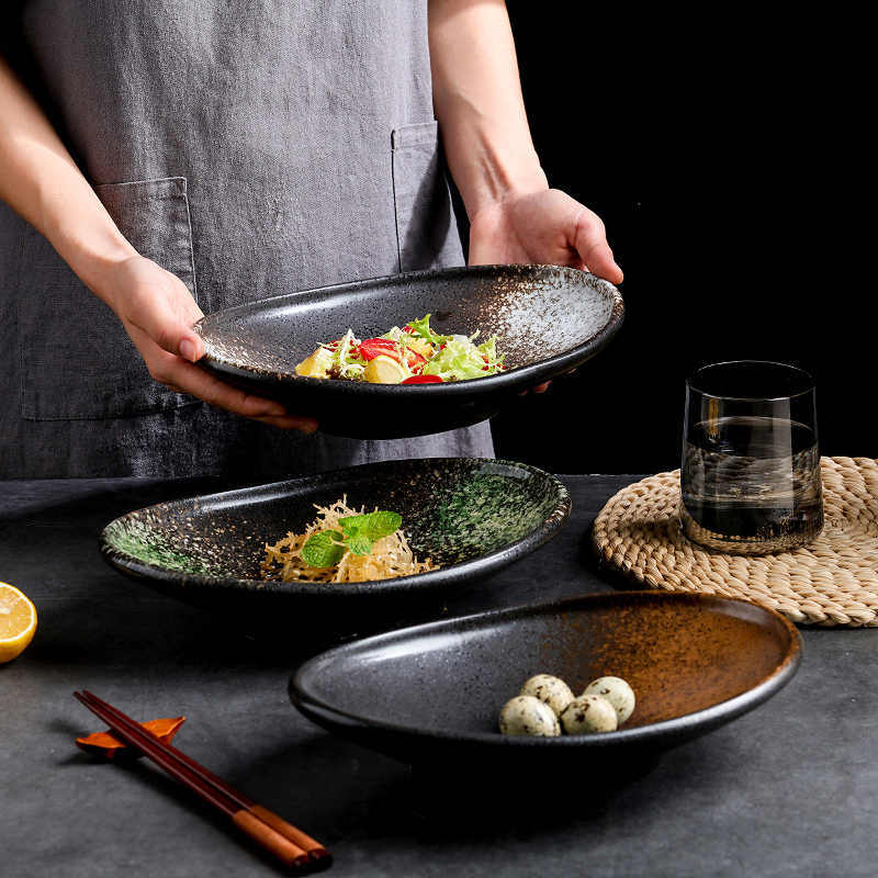 Aomizu 10-Inch Porcelain Oval Plate | Colored Glaze Finish