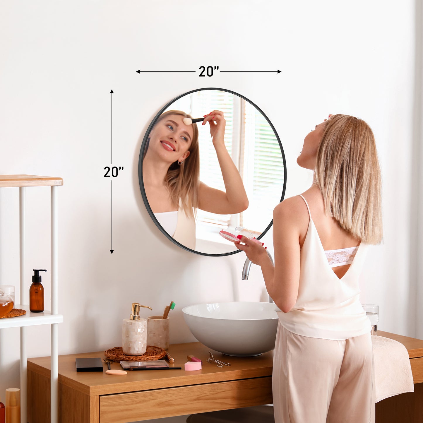HaloView Round Wall Mirror – Modern Black & Gold Frame, 20"– 30" Sizes