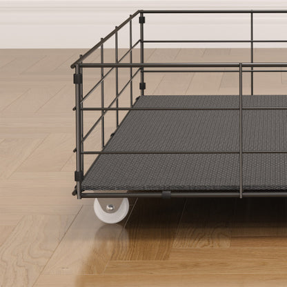 Lumora Full Size LED Bed Frame with Winged Headboard & 4 Storage Drawers – Light Grey Linen Upholstery