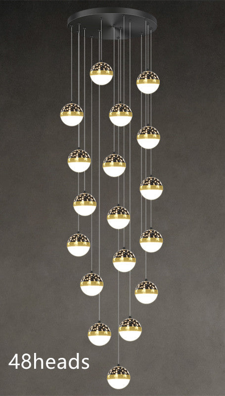 Skynova Nordic Staircase Chandelier – Tricolor LED Luxury for High Ceilings