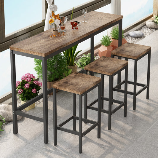 Alderwood Bar Table Set — 4-Piece Natural Dining Set