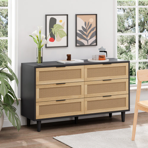 Brenvara 6-Drawer Rattan Dresser