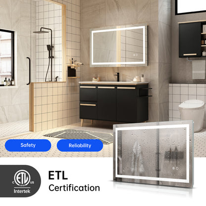 LUMIVO Touch-Control LED Bathroom Mirror – Anti-Fog, Dimmable, CCT Adjustable, Wall-Mounted