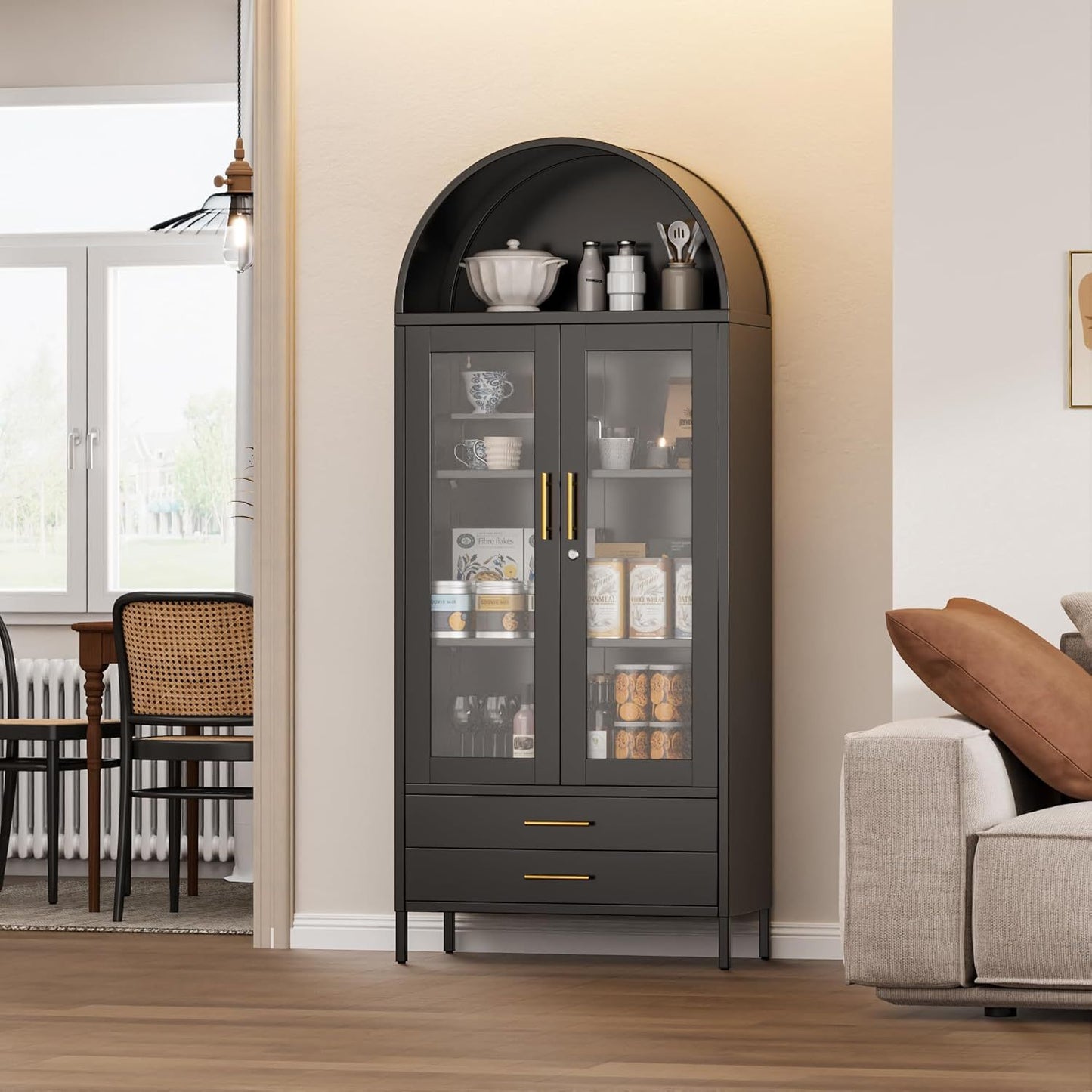 Ardenne Noir – Black Arched Cabinet with Drawers