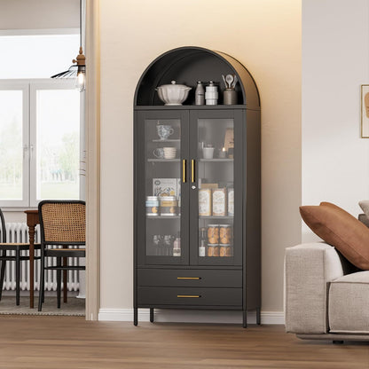 Ardenne Noir – Black Arched Cabinet with Drawers