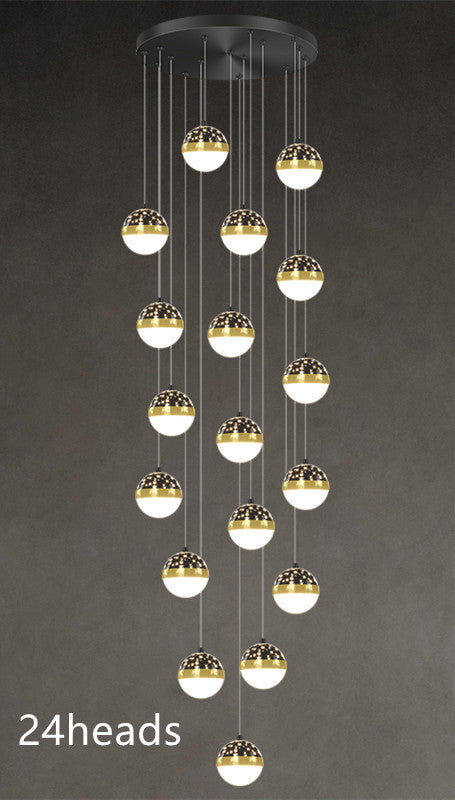 Skynova Nordic Staircase Chandelier – Tricolor LED Luxury for High Ceilings