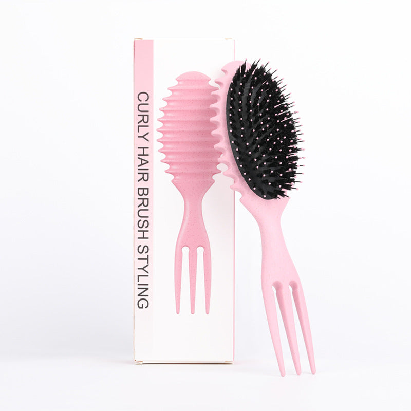 Curl Defining Bounce Hair Brush Boar Bristle Detangling Shaping Hairpick Hairbrushes