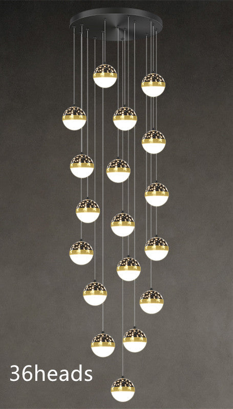 Skynova Nordic Staircase Chandelier – Tricolor LED Luxury for High Ceilings