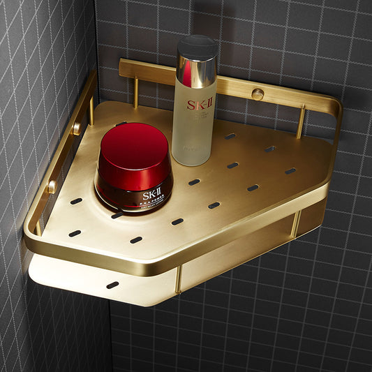 LuxeBrass Gold Bathroom Wall Storage Rack