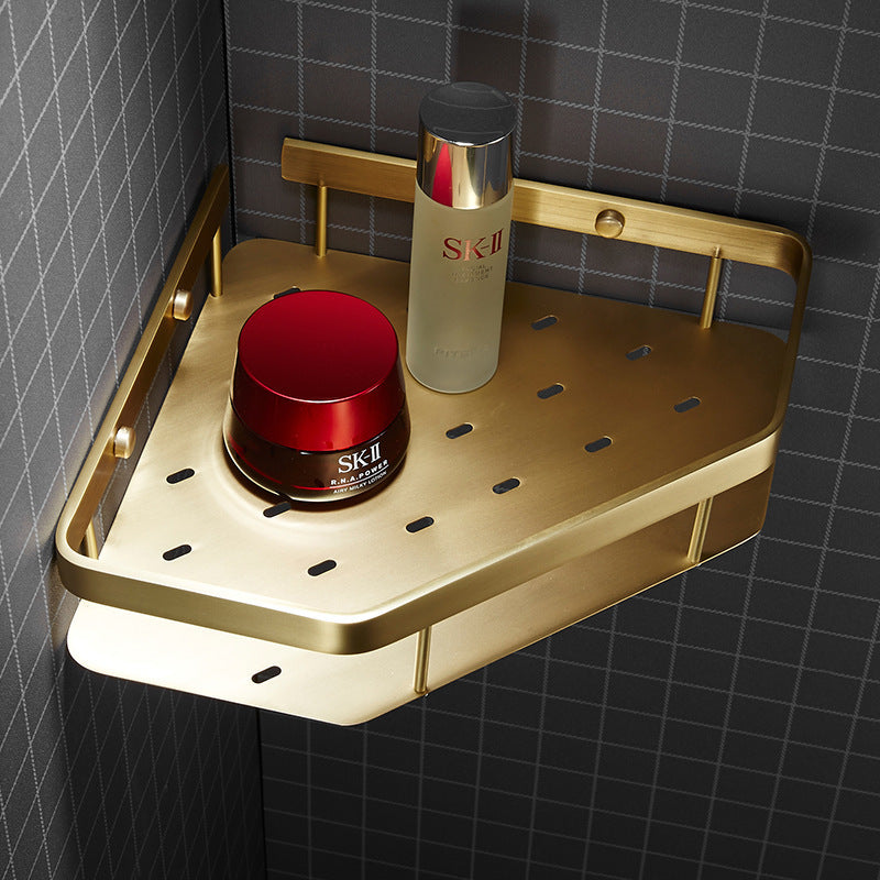 LuxeBrass Gold Bathroom Wall Storage Rack