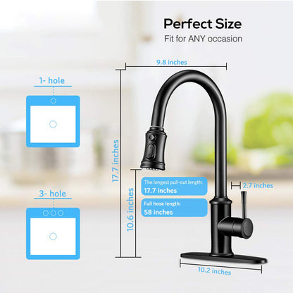 HavenFlow Matte Black Pull-Down Kitchen Faucet
