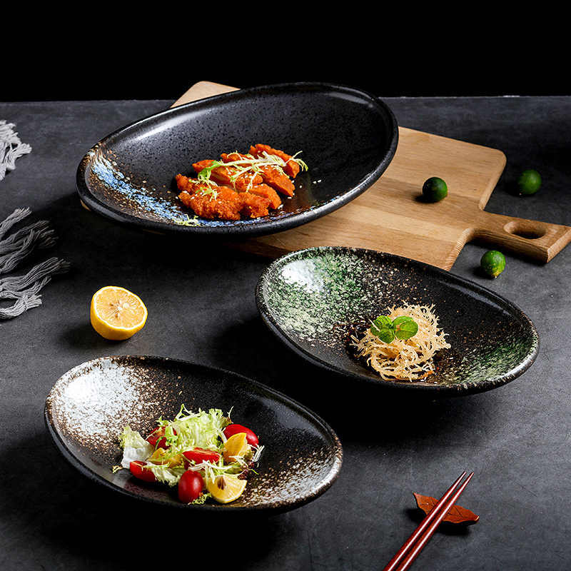 Aomizu 10-Inch Porcelain Oval Plate | Colored Glaze Finish