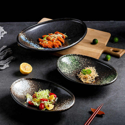 Aomizu 10-Inch Porcelain Oval Plate | Colored Glaze Finish