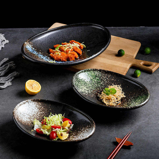 Aomizu 10-Inch Porcelain Oval Plate | Colored Glaze Finish