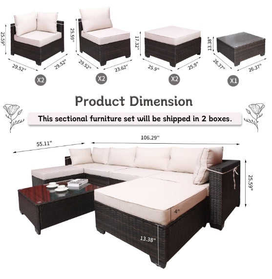 Terrace 7-Piece Outdoor Garden Patio Furniture Set