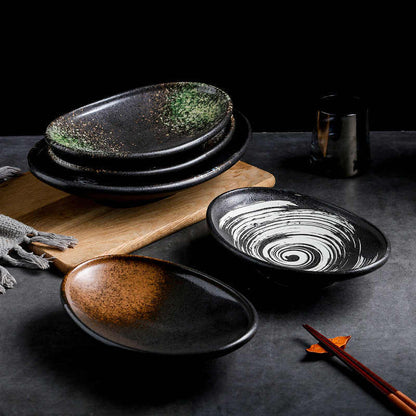 Aomizu 10-Inch Porcelain Oval Plate | Colored Glaze Finish