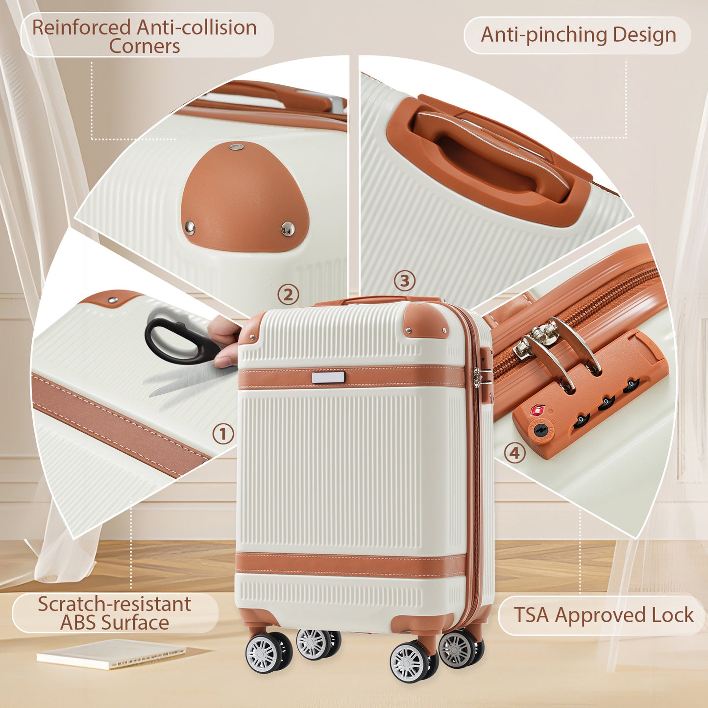 Arlo | 3-Piece Minimalist Luggage Set – White