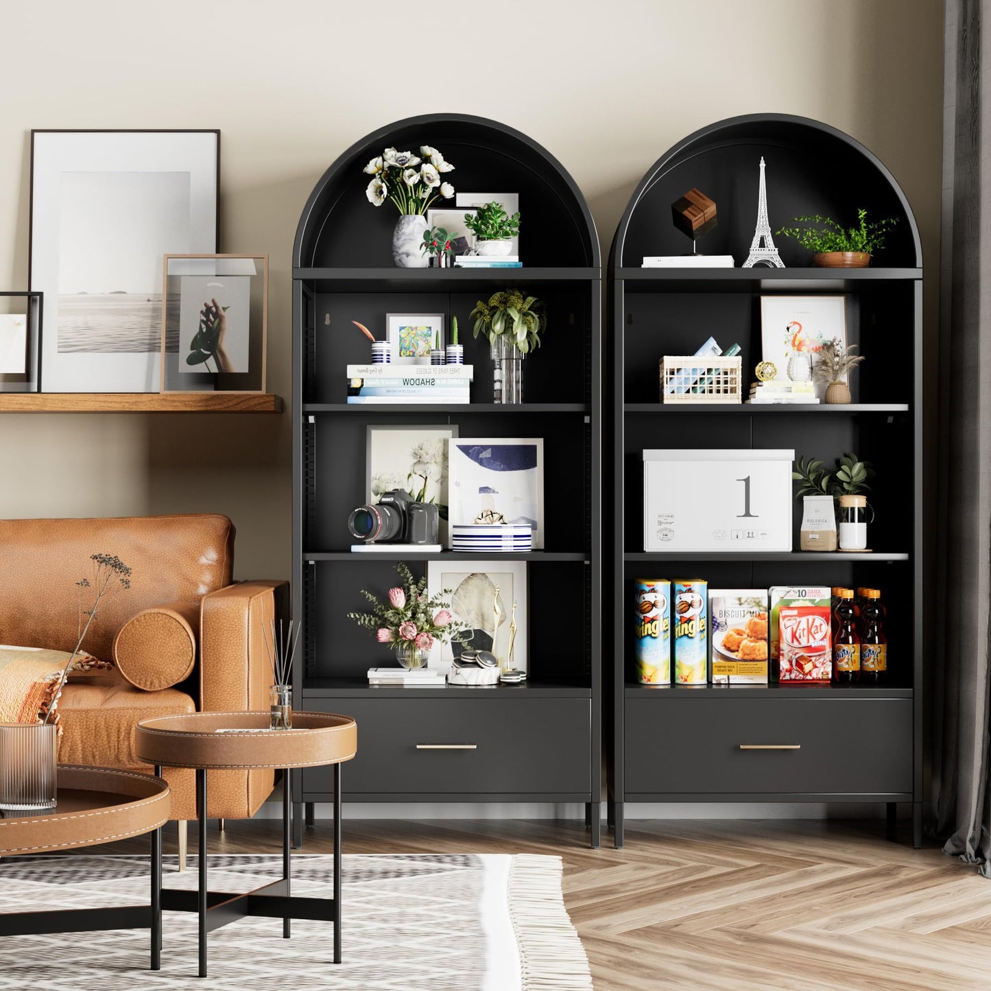 Ardenne Noir Arched Storage Cabinet with Single Drawer