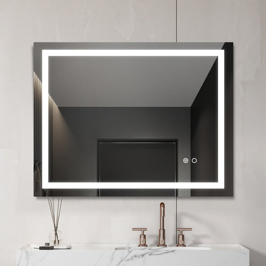 LUMIVO Touch-Control LED Bathroom Mirror – Anti-Fog, Dimmable, CCT Adjustable, Wall-Mounted