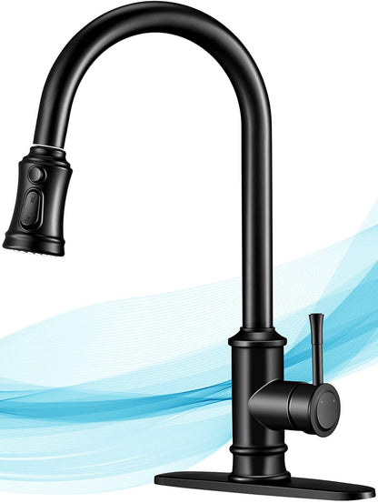 HavenFlow Matte Black Pull-Down Kitchen Faucet